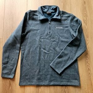 Men's Columbia Blue Teal Quarter Zip Long Sleeve Pullover Sweater | Medium